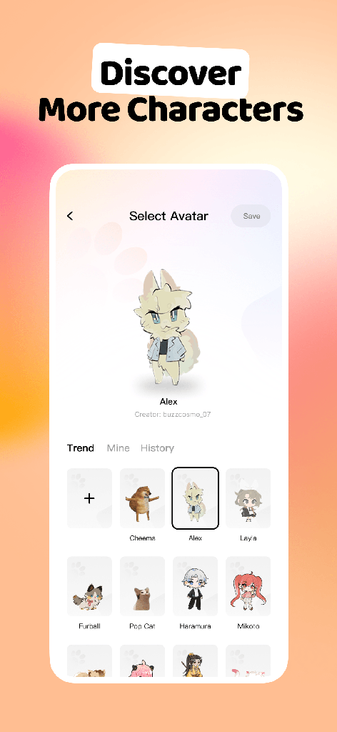 Discover more characters in the avatar gallery